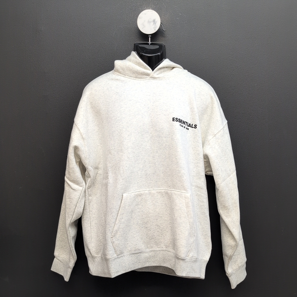 Essentials Fear of God Classic Fleece Men Hoodie Size Large Light Oatme